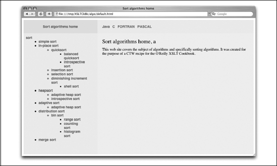 Wurzelseite der Sortier-Algorithmen-Website