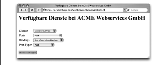 WSDL-Abfragebildschirm