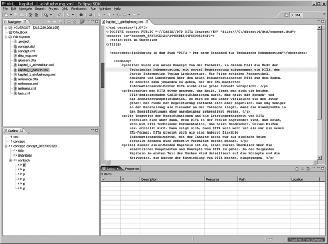 XMLBuddy in Eclipse mit Topictyp „Konzept“