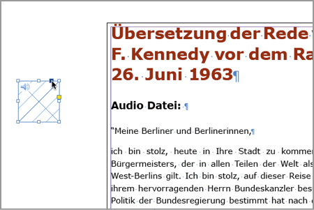 Audio-Datei im InDesign positionieren