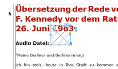 Audio-Datei im InDesign positionieren