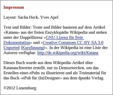 ... werden im ePub ignoriert. Sie werden zu einfachen Leerzeichen