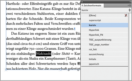 Zeichenformate in InDesign