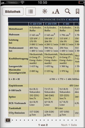 Beispieltabelle in iBooks