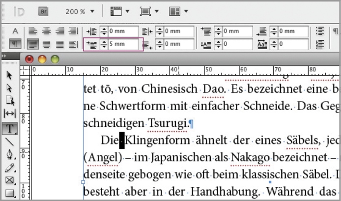 Einzüge setzen in InDesign