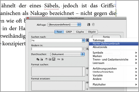 Suchen/Ersetzen von harten Zeilenumbrüchen
