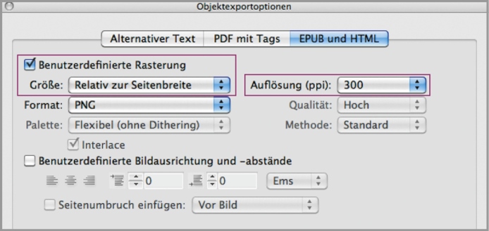 Objektexportoptionen von InDesign CS5.5