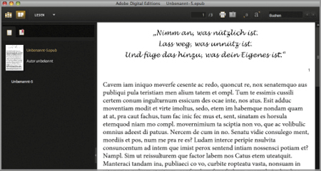 Darstellung der Schrift in Adobe Digital Editions