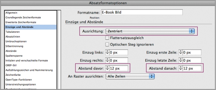 Eigenes Absatzformat für Einfügen von Bild