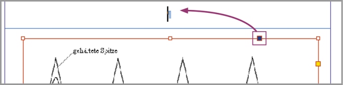 ab CS5.5: kleine blaue Quadrat um Objekte zu verankern