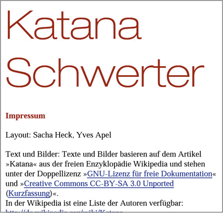 für Impressum sollte eigene Seite definiert werden, sonst folgt es nach dem Buchtitel