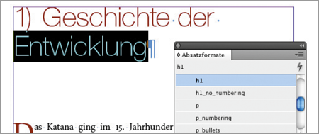 Mit Absatzformat »h1« beginnt in dem Beispiel immer ein neues Kapitel