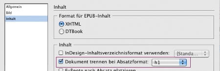 ePub-Export: Dokument trennen bei Absatzformat