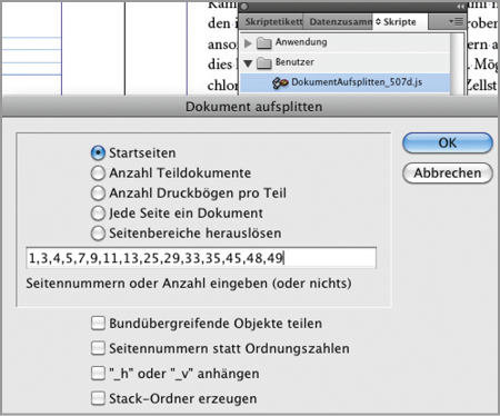Das geniale »DokumentAufsplitten«-Skript in Aktion