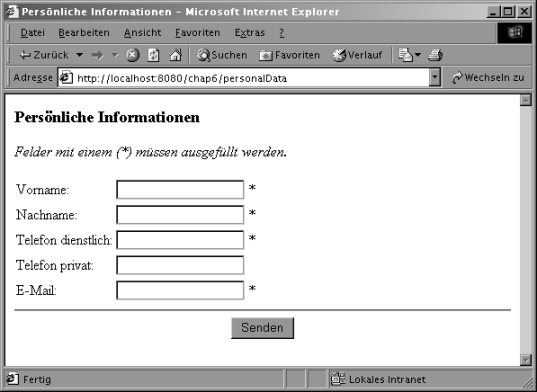 Formular Persönliche Informationen ohne Einträge