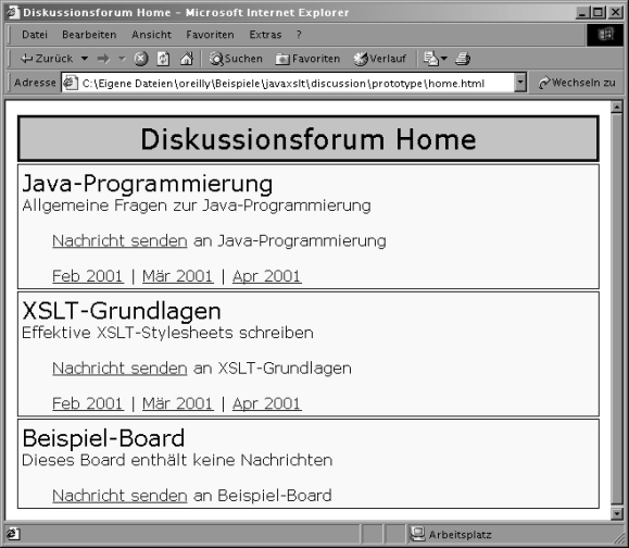 Prototyp der Homepage