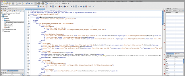 HTML-Datei im oXygen XML Editor