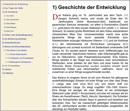 Leseansicht mit Navigation des Firefox-Add-on »EPUBReader«