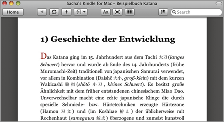 Der Kindle Reader unter OS X