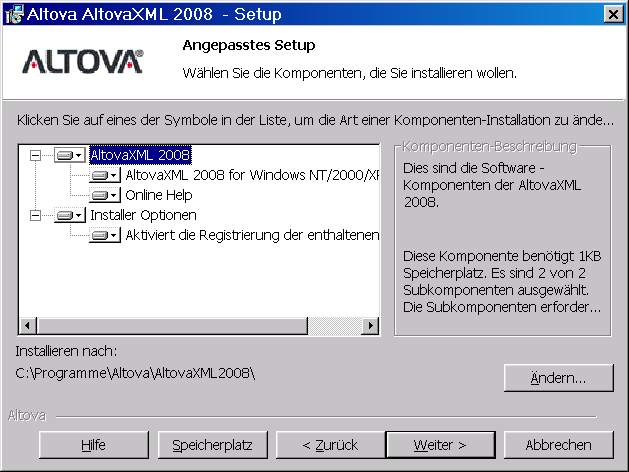 Installation von AltovaXML