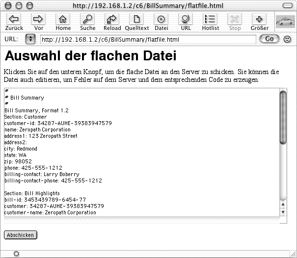 Ein Webformular enthält eine Flatfile
