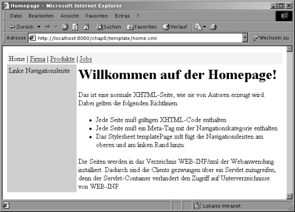 XHTML-Ausgabe mit Navigationsleisten