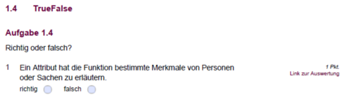 Abb. 21: Fragetyp "TrueFalse
