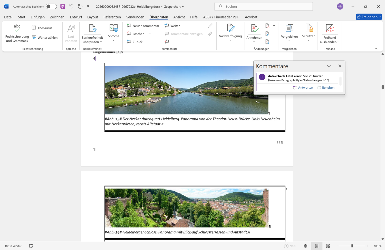Word-Prüfung im Octopus Dashboard: Fehler werden als Kommentare in die Word-Datei geschrieben