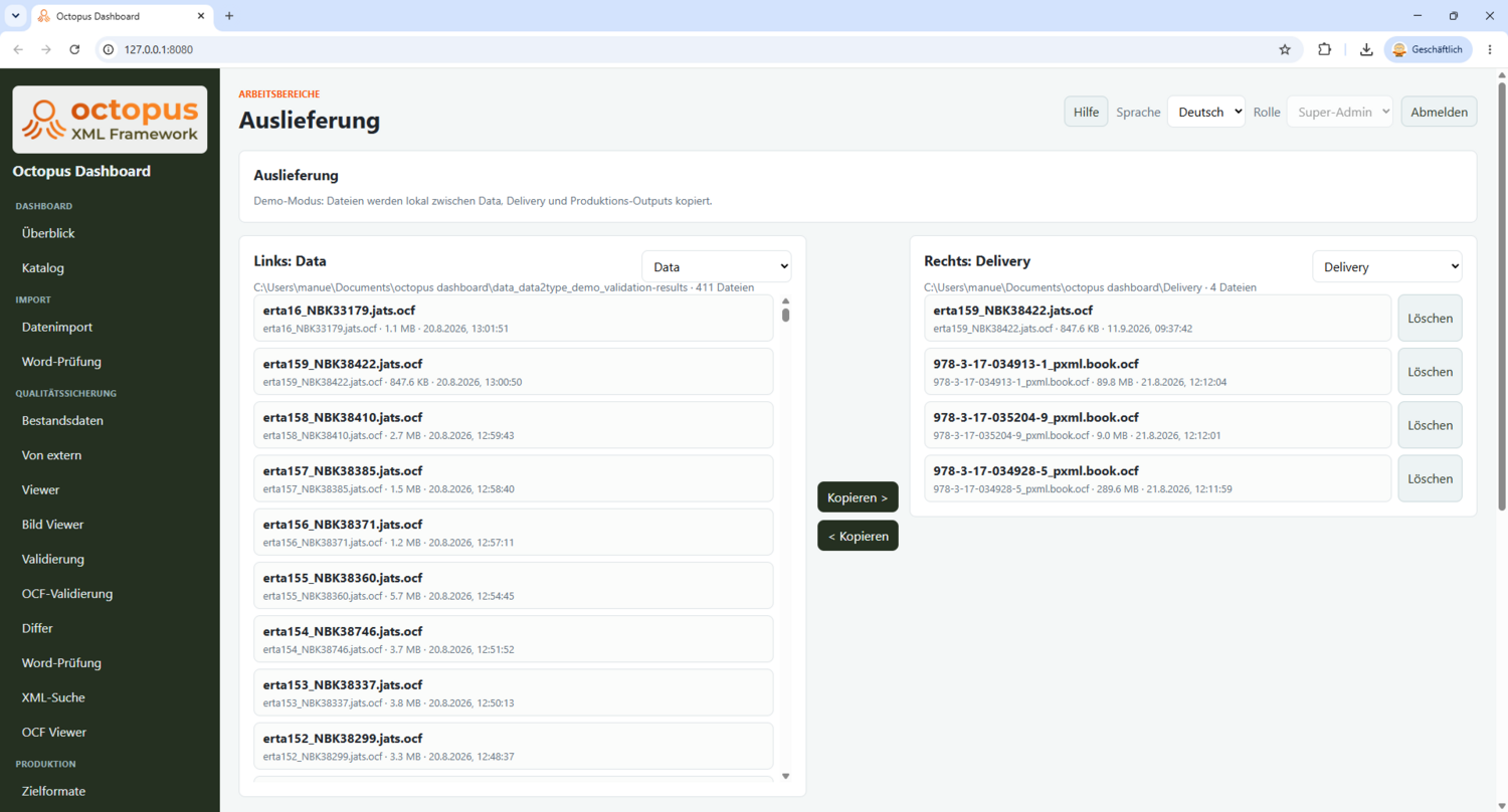 Delivery-Arbeitsbereich im Octopus Dashboard