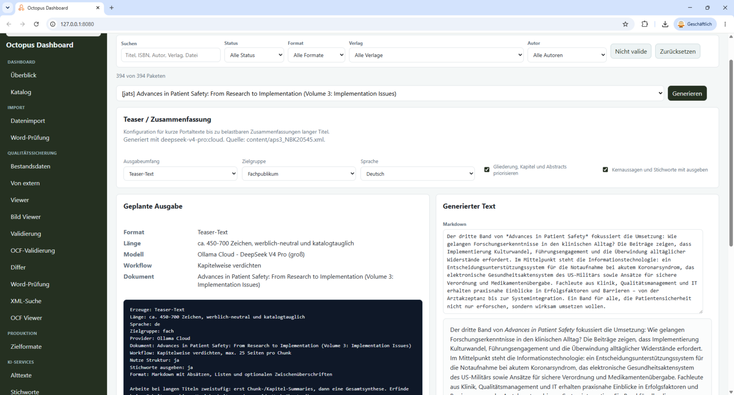 Octopus Dashboard: Ansicht für Teaser und publikationsnahe Kurztexte Octopus Dashboard: Ansicht für Teaser und publikationsnahe Kurztexte