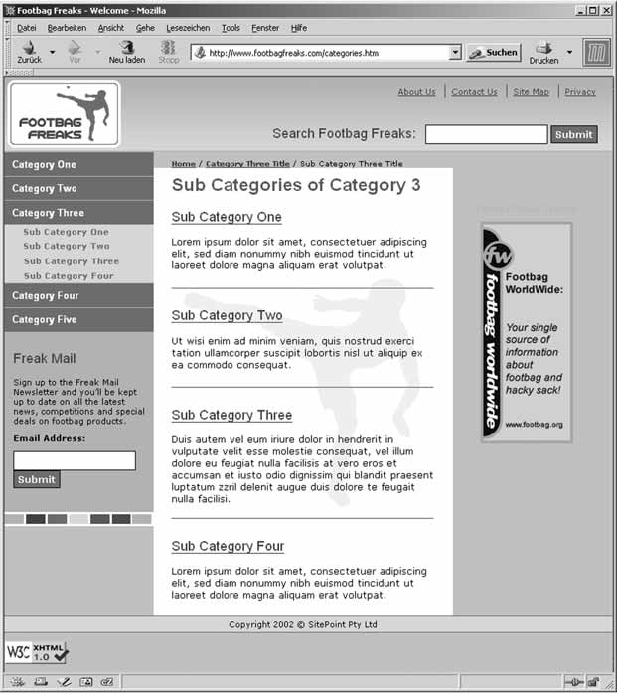 Entwurfsskizze des statischen Layouts