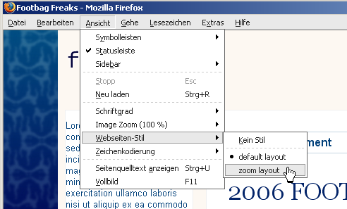 Auswahl der verschiedenen Stylesheets mit Firefox