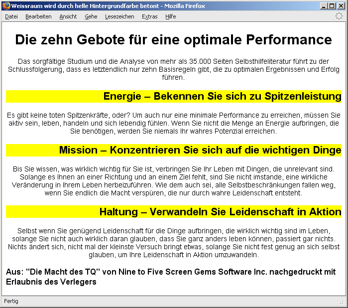 Weißraum wird durch eine helle Hintergrundfarbe betont