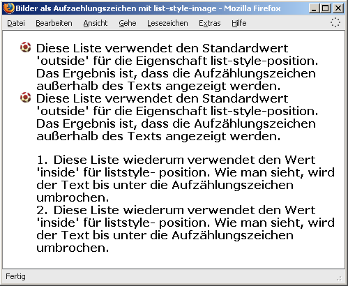 Bilder als Aufzählungszeichen mit list-style-image