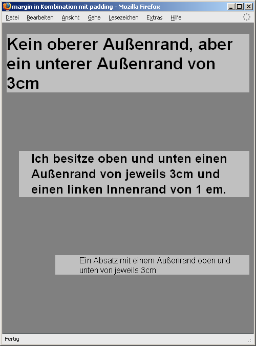 Vertikale Randeinstellungen summieren sich nicht auf