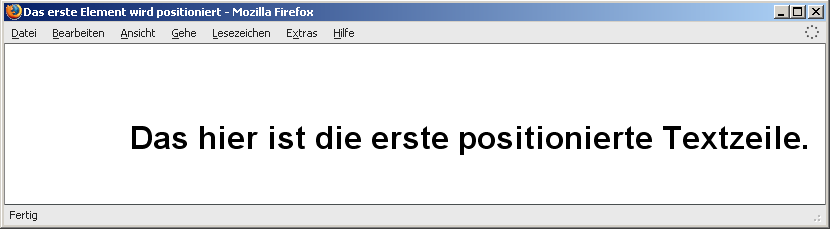 Das erste Element auf einer leeren Seite positionieren