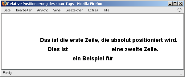 Beispiel mit relativer Positionierung des span-Tags