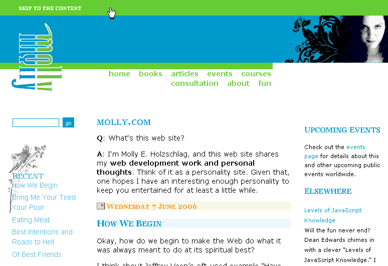 Der Link zu den Hauptinhalten bei molly.com