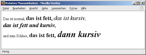 Chaotische relative Schriftgrößen