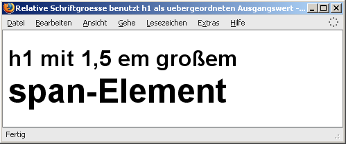 Relative Schriftgröße benutzt h1 als übergeordneten Ausgangswert