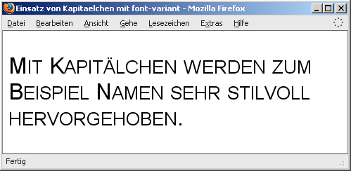Einsatz von Kapitälchen mit font-variant