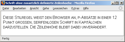 Schrift ohne zusätzlich definierte Zeilenhöhe