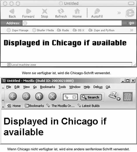 Schrift Chicago unter Mac OS und Windows