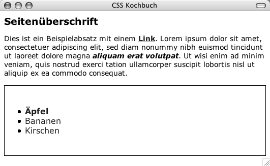 Modifizierte CSS-Regeln in der Webseite