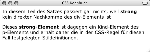 Auswirkungen der Regel für den Kind-Selektor