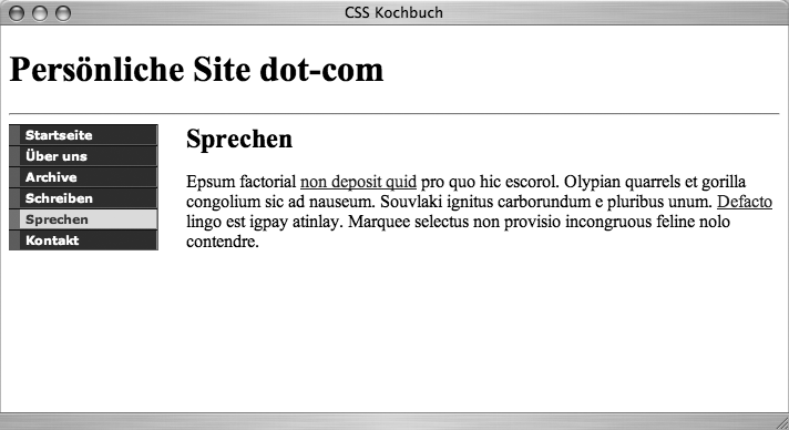 Link für aktuelle Seite unterscheidet sich von übrigen Links