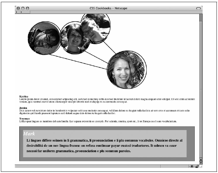 Wird anderer Link angeklickt, wird Teil der Webseite, der sich mit Katrina befasst, wieder im Standardstil angezeigt