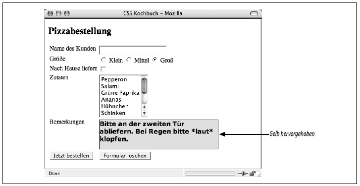 Ein textarea-Element mit eigenen Stildefinitionen