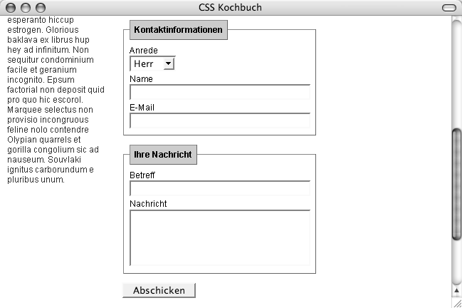 fieldset und legend mit eigenen CSS-Stilen