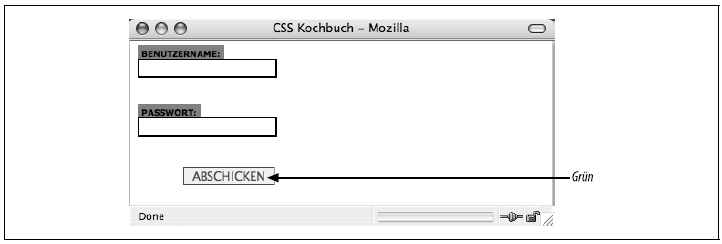 Grüne Submit-Button mit komplett in Großbuchstaben dargestellten Beschriftung